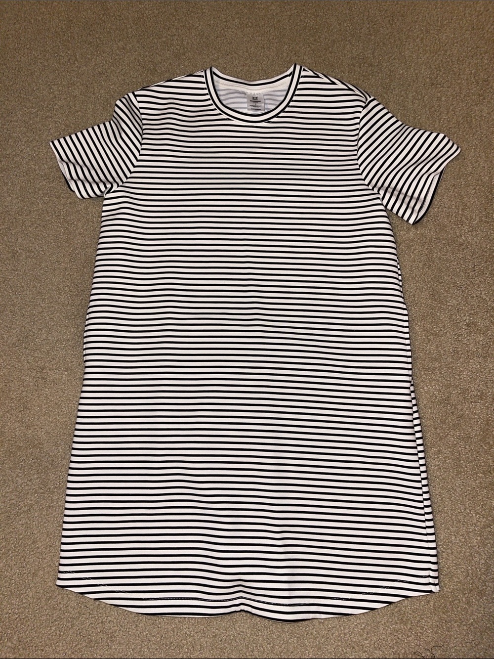 Classic Black and White Striped Midi Dress